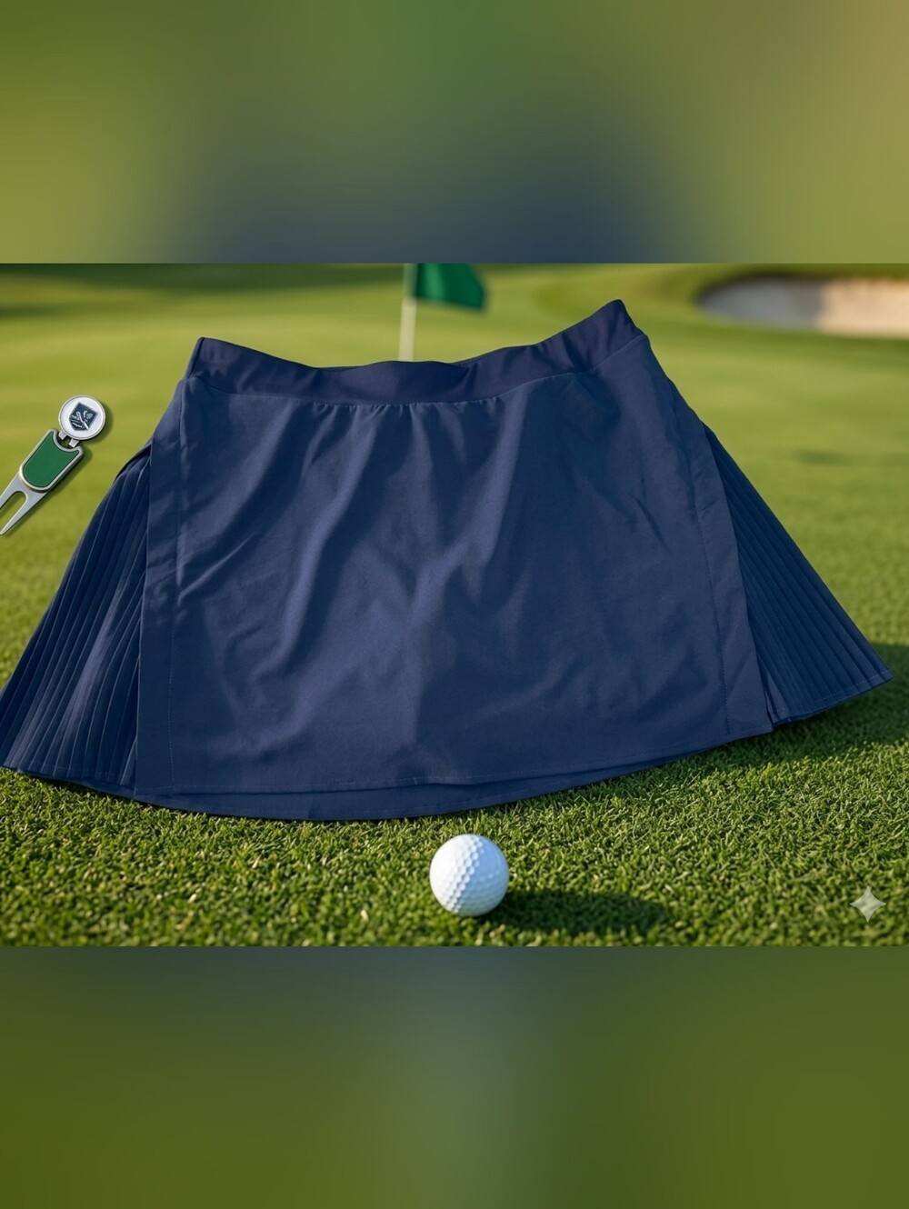 Mondetta Navy Blue Golf Skort with Pleated Side Panels